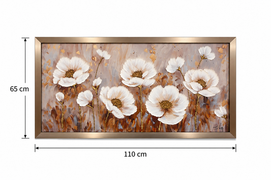 Eternal Ivory Bloom Serenity Decorative Wall Art Frame - (65x110cm)