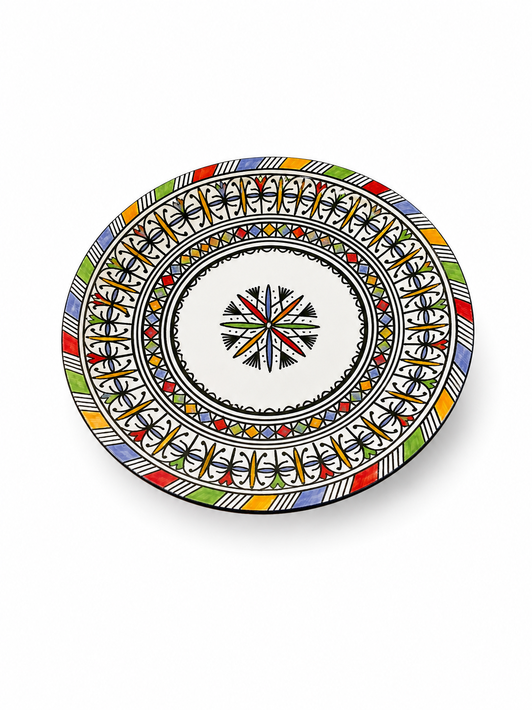 Moroccan Mosaic Ceramic Serving Plate–Handcrafted Decorative Tableware & Display Dish 26cm - M15 (02)