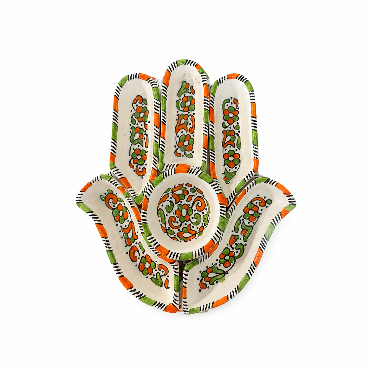 Sahara Olive Garden Hamsa Ceramic Serving Tray Set - M10