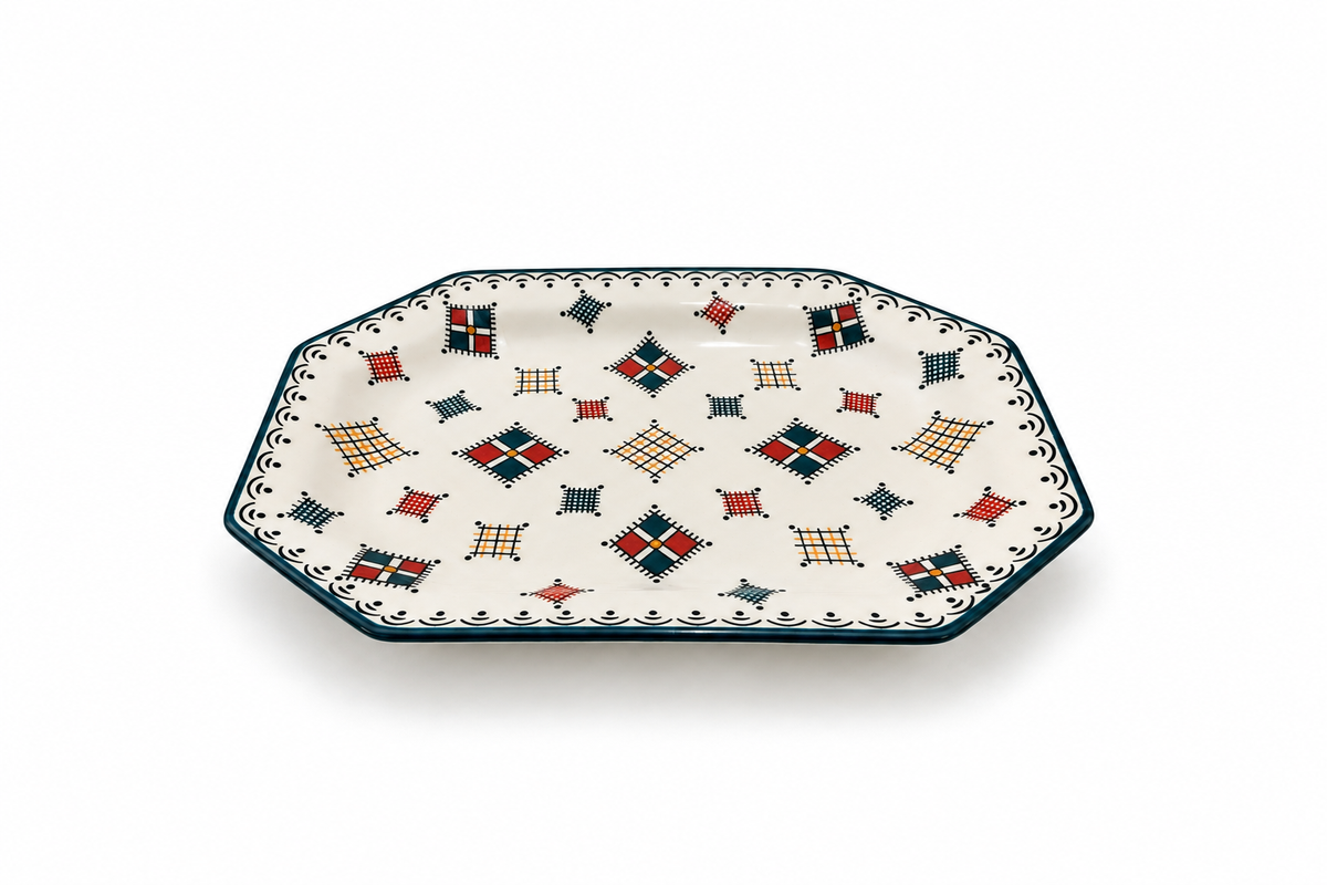 Handcrafted Octagonal Ceramic Serving Platter - M13