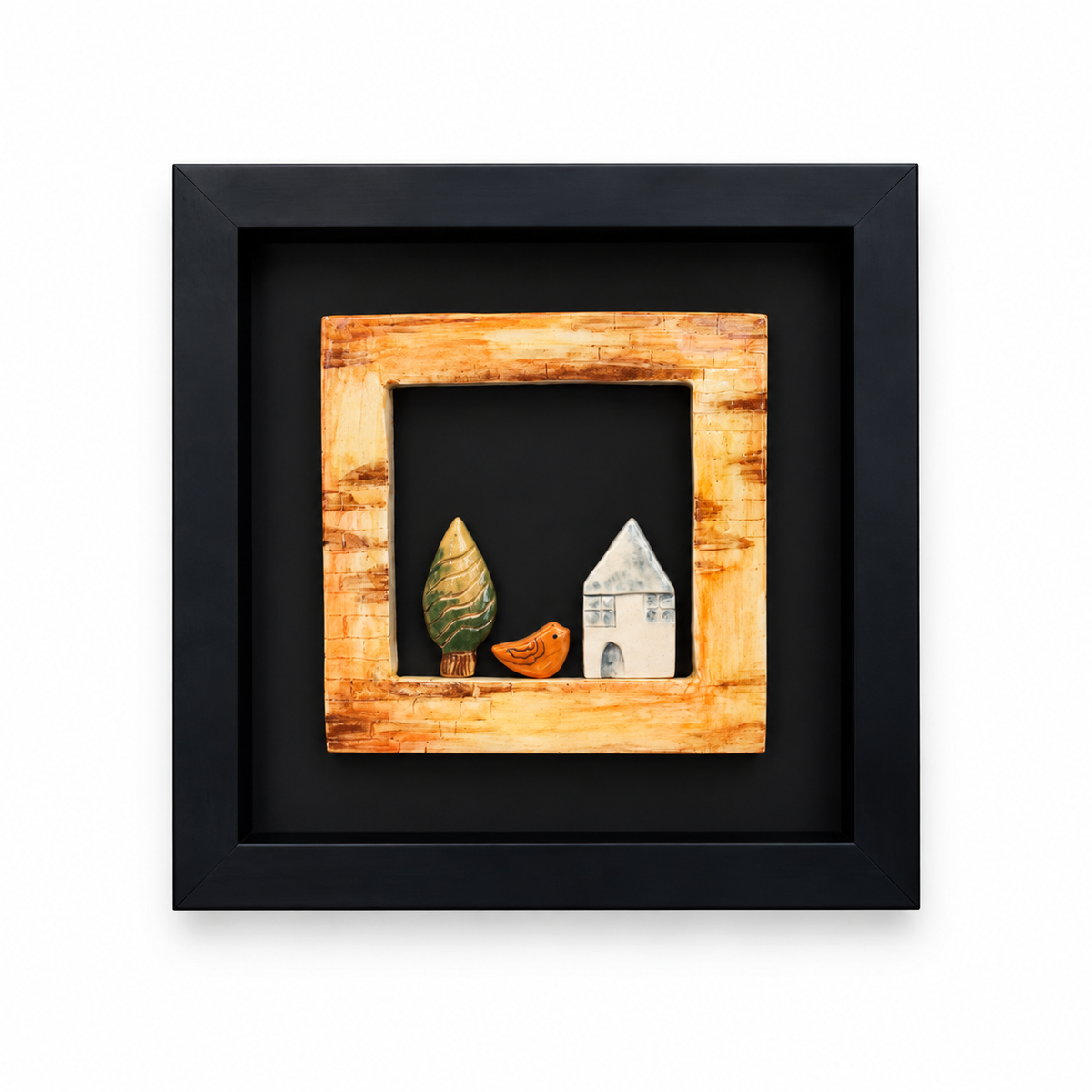 Handcrafted Rustic Ceramic Folk Art Wall Decor - (25x25cm)