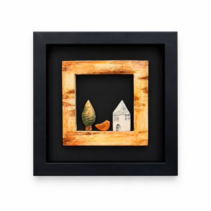 Handcrafted Rustic Ceramic Folk Art Wall Decor - (25x25cm)