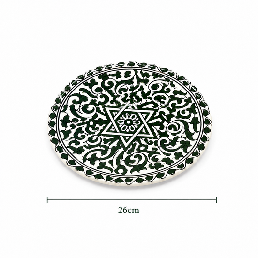 Moroccan Mosaic Ceramic Serving Plate–Handcrafted Decorative Tableware & Display Dish 26cm - M15 (01)
