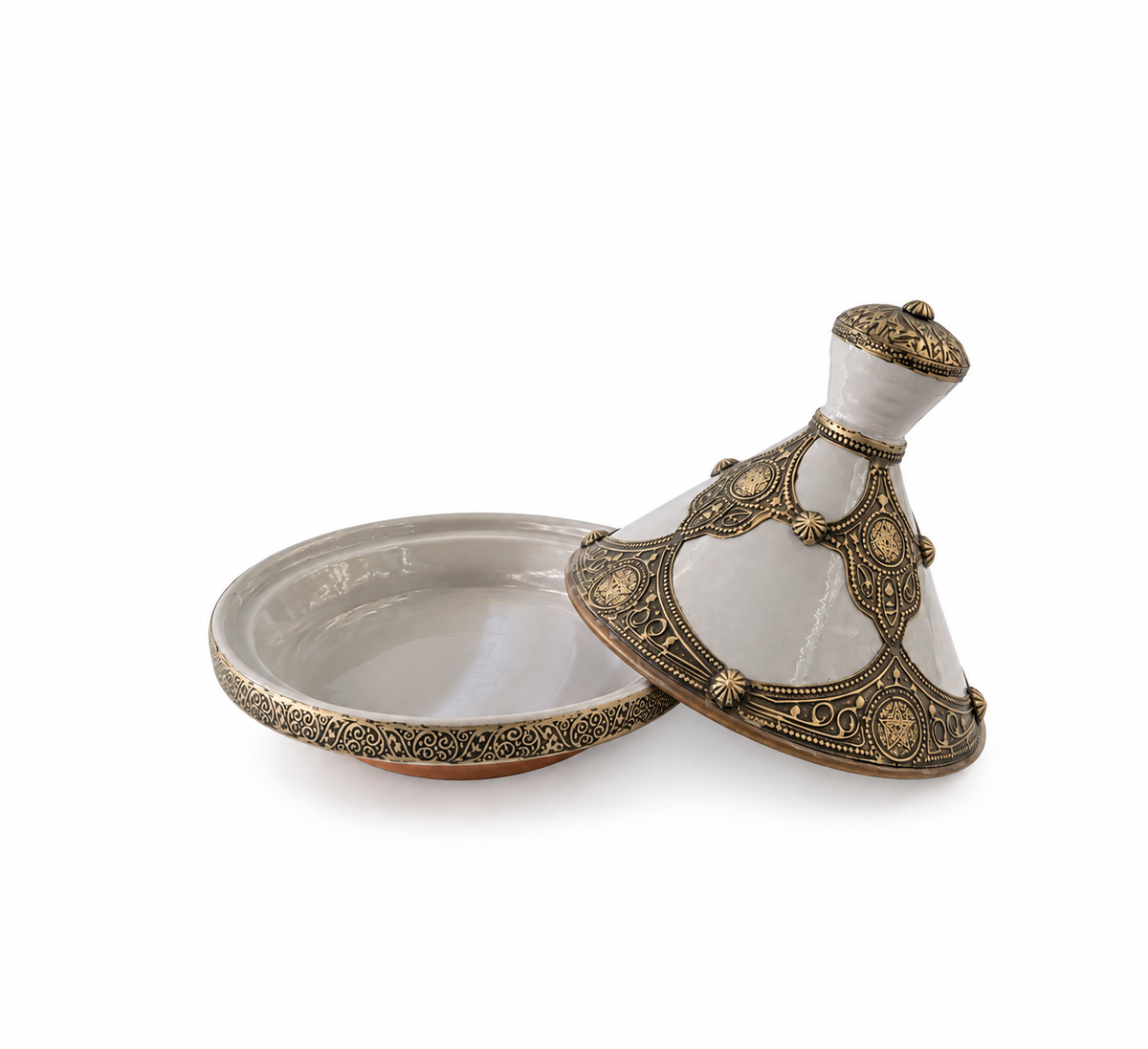 Alabaster Sovereign Legacy Handcrafted Brass Tagine - (25x26cm)