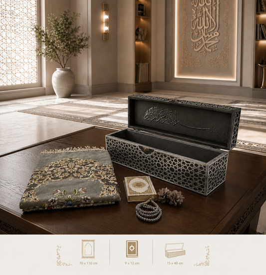 Royal Quran Gift Set with Prayer Mat, Tasbih & Luxury Box -0431-