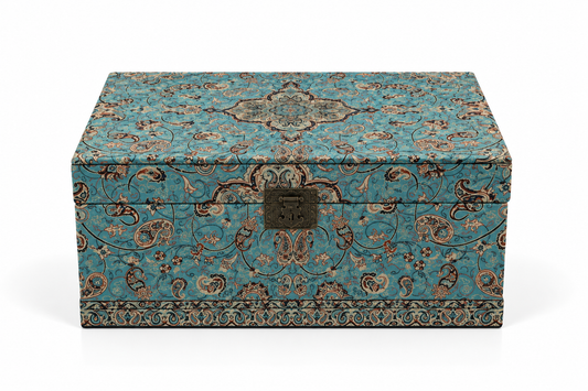 Mehran Turquoise Elegance Termeh Storage Box - (30x50x22cm)