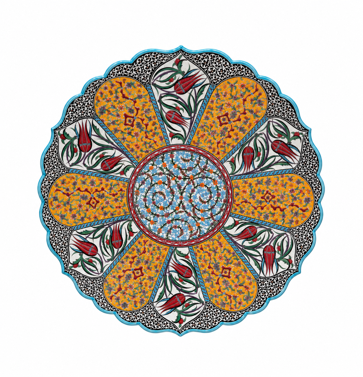 Safira Bloom Medallion Moroccan Decorative Ceramic Plate - (50cm)
