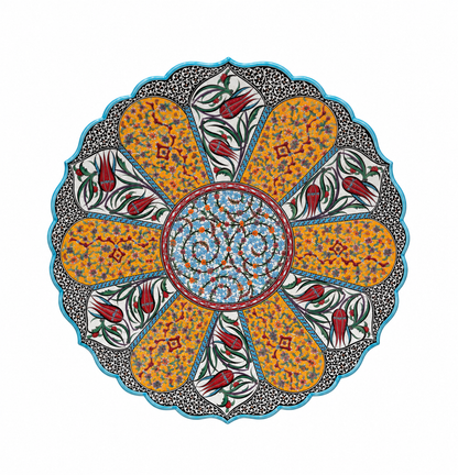 Safira Bloom Medallion Moroccan Decorative Ceramic Plate - (50cm)