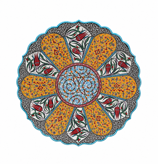 Safira Bloom Medallion Moroccan Decorative Ceramic Plate - (50cm)