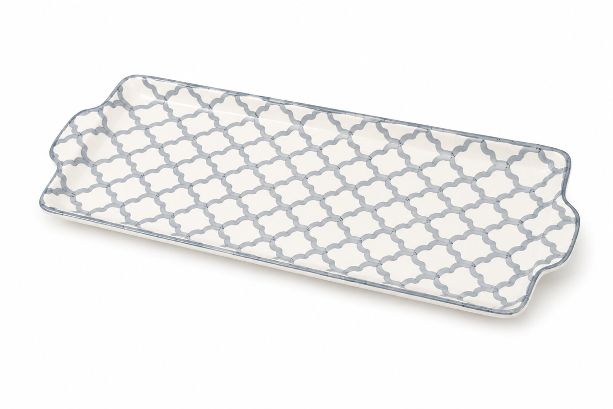 Moroccan Lattice Ceramic Serving Tray Decorative Platter - M14