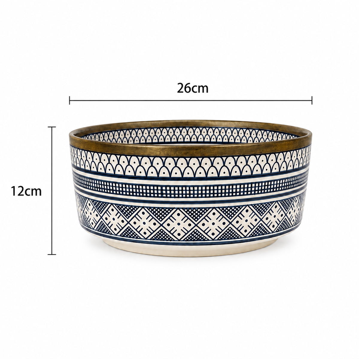 Moroccan Royal Blue Handcrafted Copper-Rim Basin - M41
