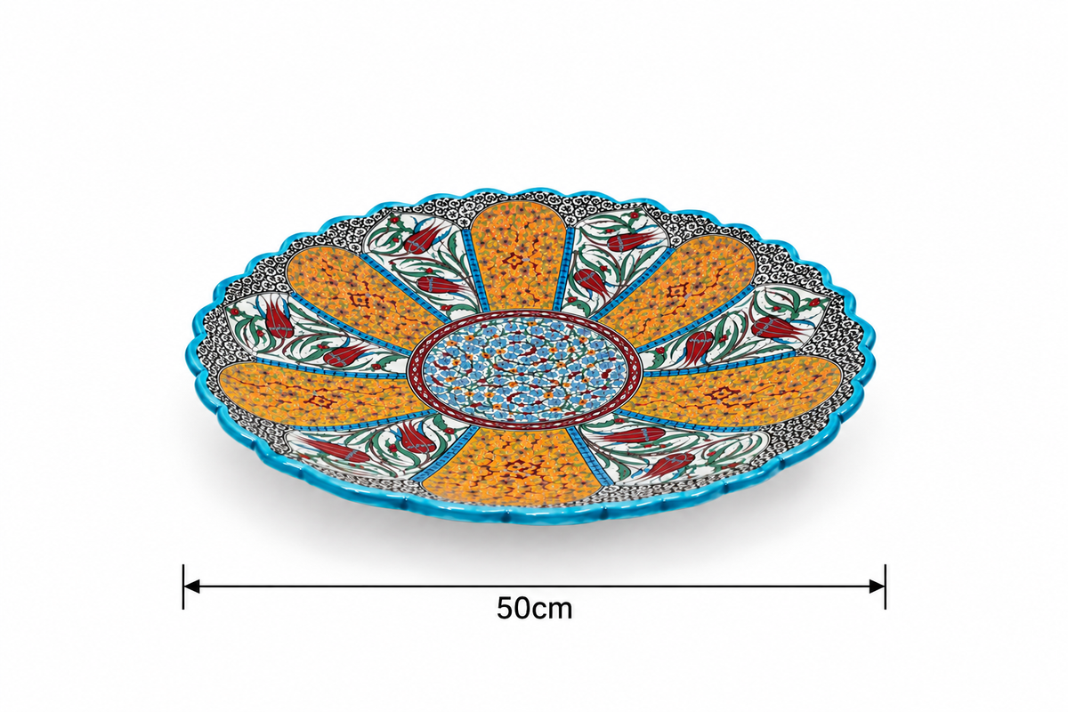Safira Bloom Medallion Moroccan Decorative Ceramic Plate - (50cm)