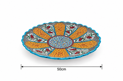 Safira Bloom Medallion Moroccan Decorative Ceramic Plate - (50cm)
