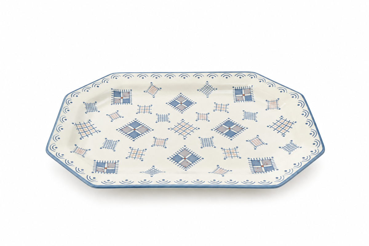 Handcrafted Octagonal Ceramic Serving Platter - M13
