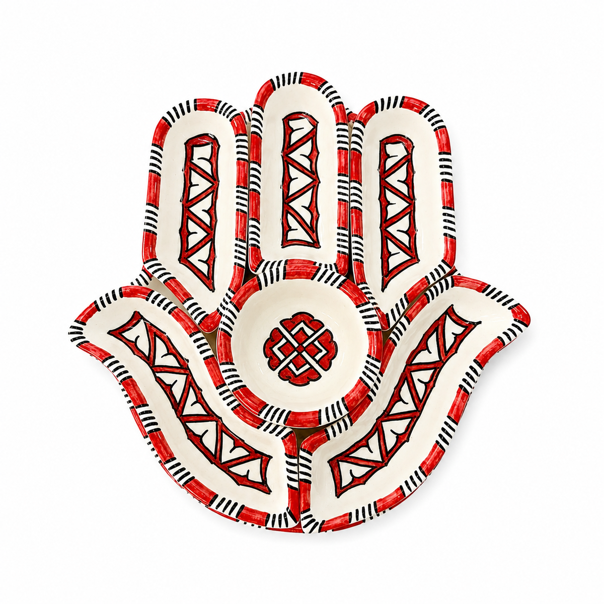 Crimson Nomad Hamsa Ceramic Serving Tray Set - M10