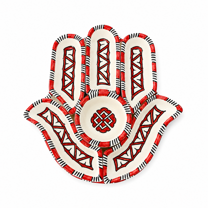 Crimson Nomad Hamsa Ceramic Serving Tray Set - M10