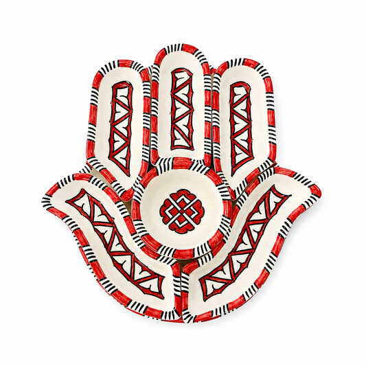 Crimson Nomad Hamsa Ceramic Serving Tray Set - M10