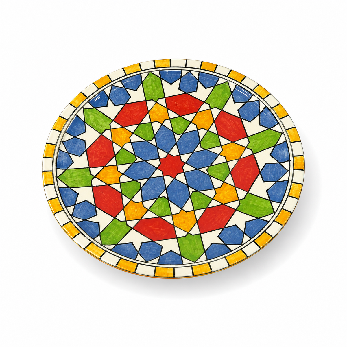 Moroccan Mosaic Ceramic Serving Plate–Handcrafted Decorative Tableware & Display Dish 26cm - M15 (03)