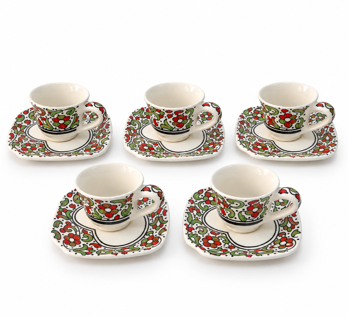 Verdantia Royale Moroccan Handcrafted Cup & Saucer 5pcs Set - M27