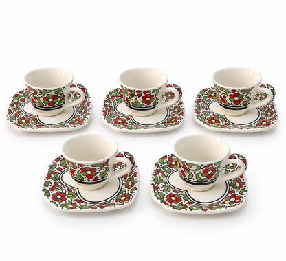 Verdantia Royale Moroccan Handcrafted Cup & Saucer 5pcs Set - M27