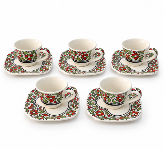 Verdantia Royale Moroccan Handcrafted Cup & Saucer 5pcs Set - M27