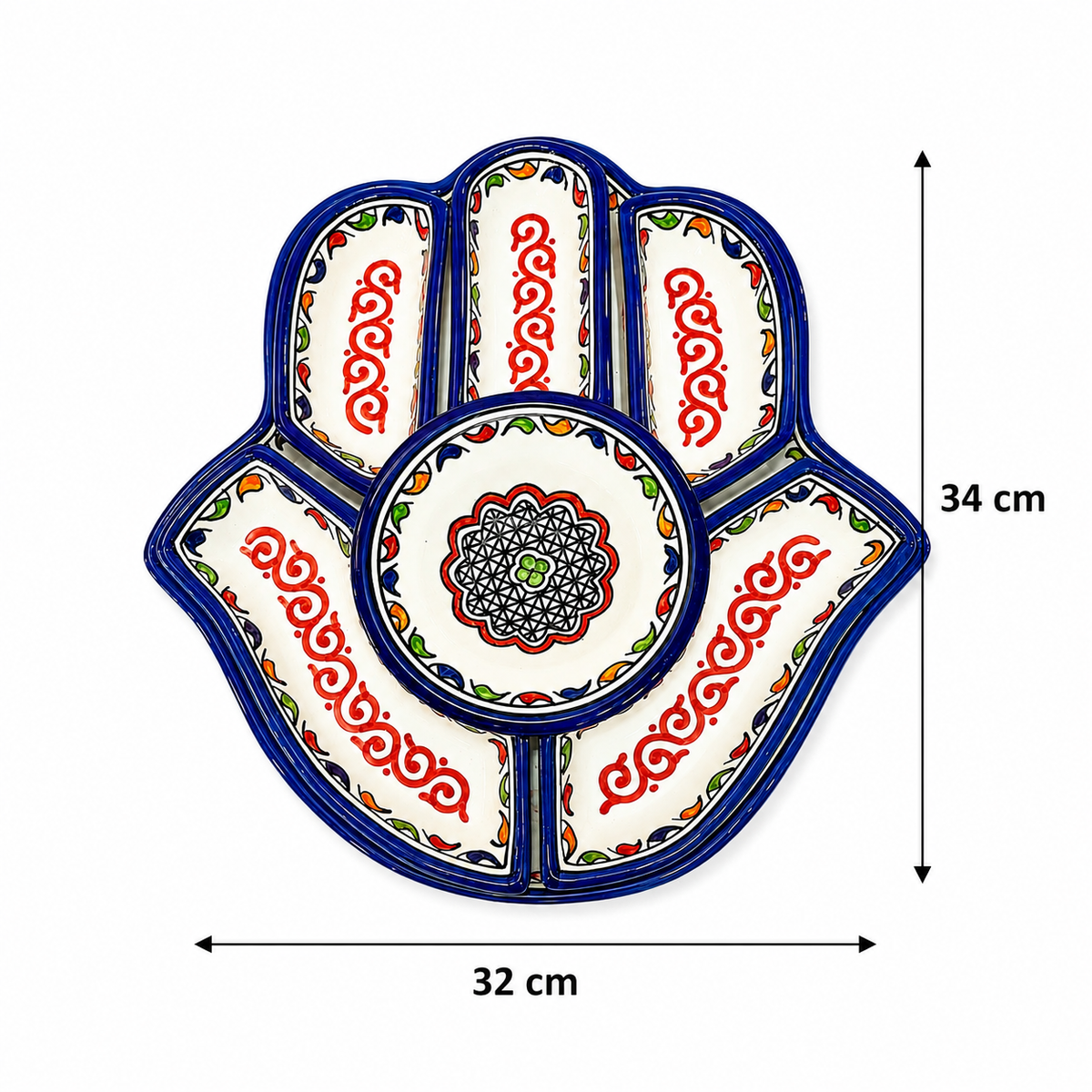 Cobalt Royale Hamsa Ceramic Serving Tray Set - M9