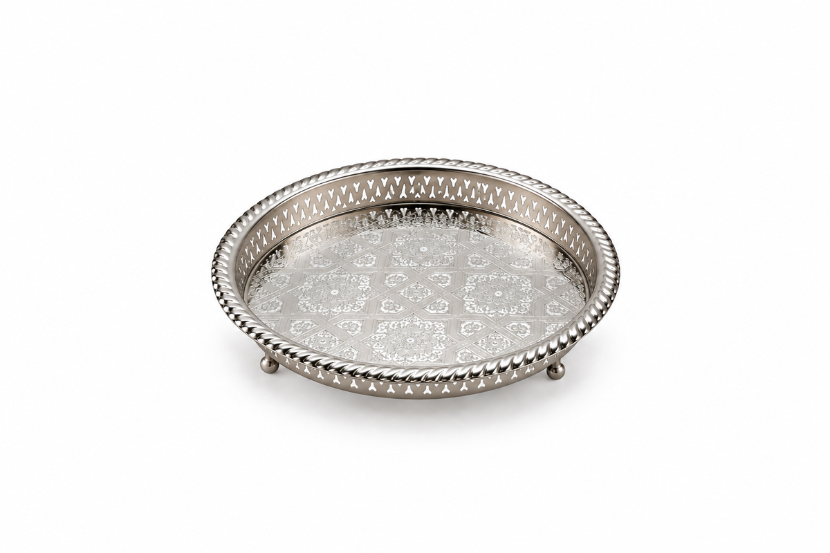 Moroccan Noorhaven Serving Silver Tray (32cm) - M92