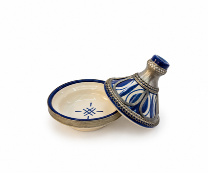 Moroccan Mini Tagine Decorative Ceramic Dish with Brass Lid - M157