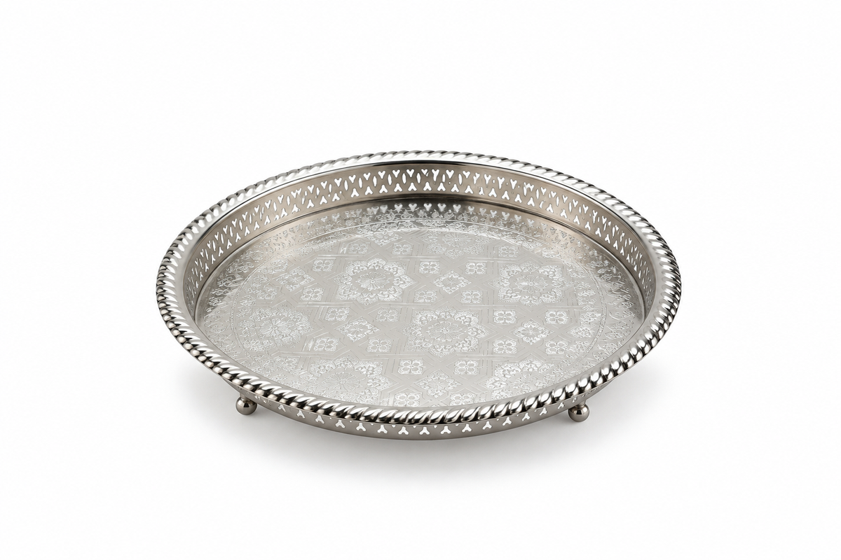 Moroccan Noorhaven Serving Silver Tray (37cm) - M91
