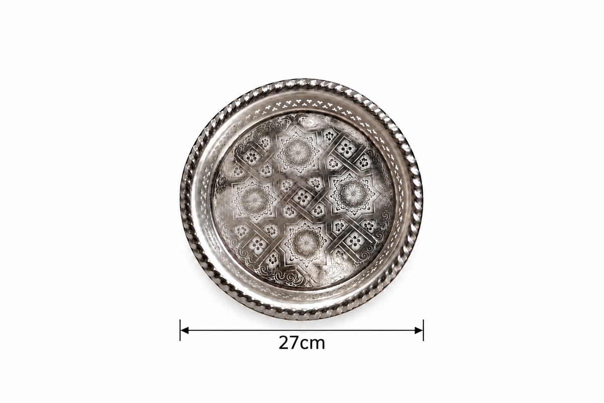 Moroccan Noorhaven Serving Silver Tray (27cm) - M93