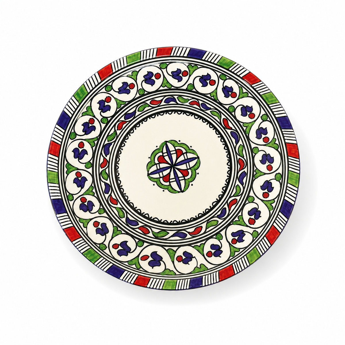 Moroccan Mosaic Ceramic Serving Plate–Handcrafted Decorative Tableware & Display Dish 26cm - M15 (02)