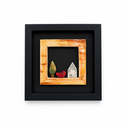 Handcrafted Rustic Ceramic Folk Art Wall Decor - (25x25cm)