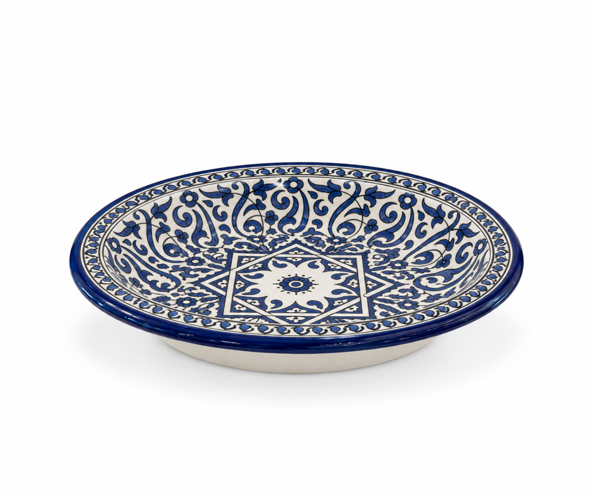 Azure Celestial Vine Handmade Ceramic Plate - M3