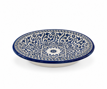 Azure Celestial Vine Handmade Ceramic Plate - M3