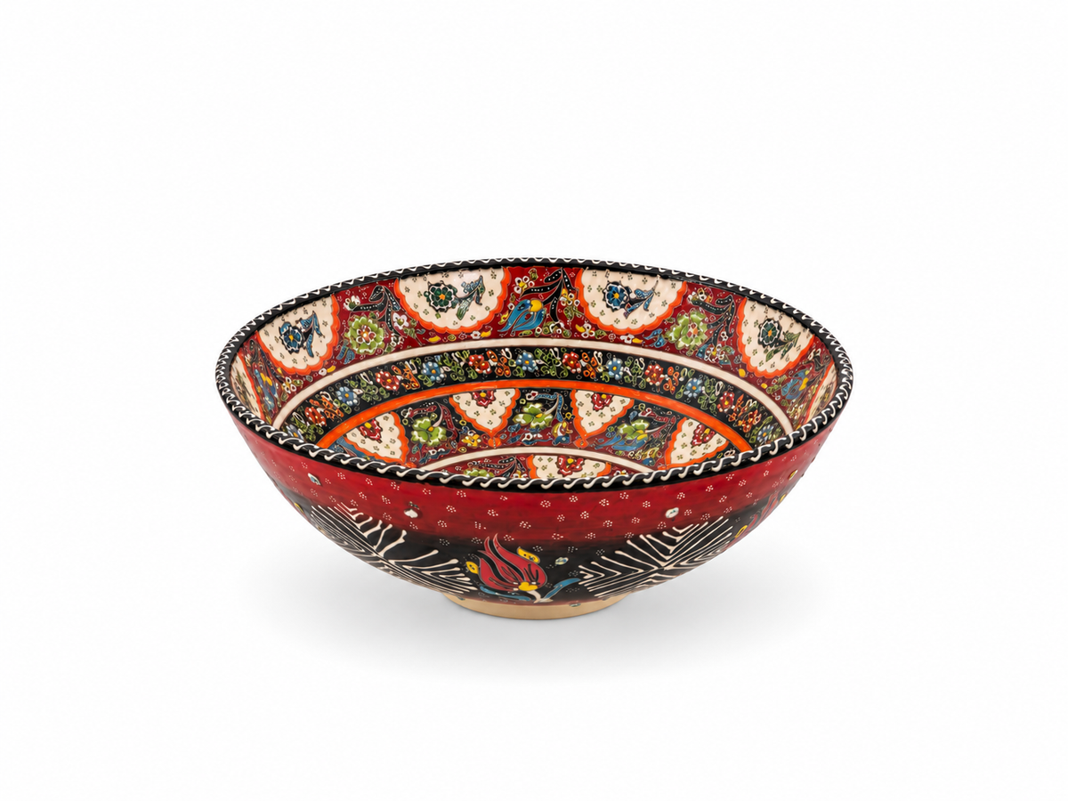 Crimson Mosaic Artisan Ceramic Handcrafted Bowl - Z122