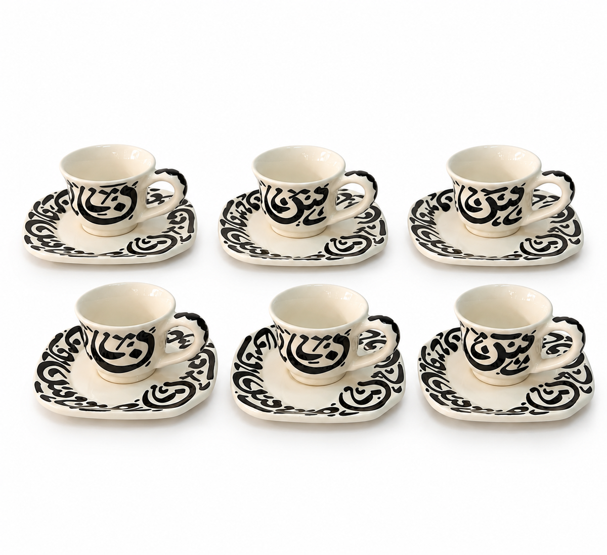 Ottoman Noir Moroccan Handcrafted Cup & Saucer 6pcs Set - M27