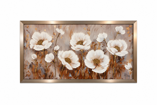 Eternal Ivory Bloom Serenity Decorative Wall Art Frame - (65x110cm)