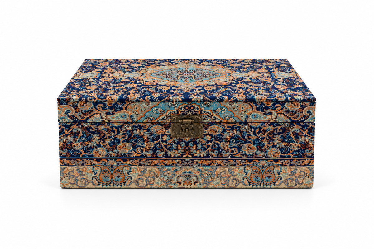 Firouzeh Royal Medallion Termeh Keepsake Storage Box - (30x50x22cm)