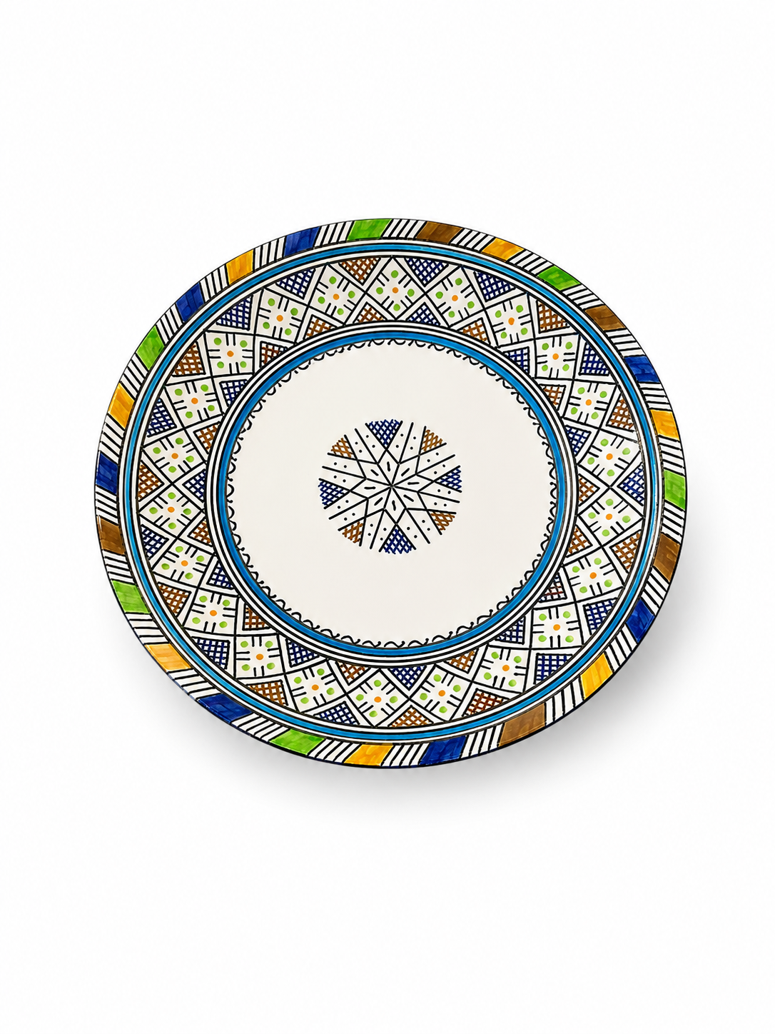 Moroccan Mosaic Ceramic Serving Plate–Handcrafted Decorative Tableware & Display Dish 26cm - M15 (02)