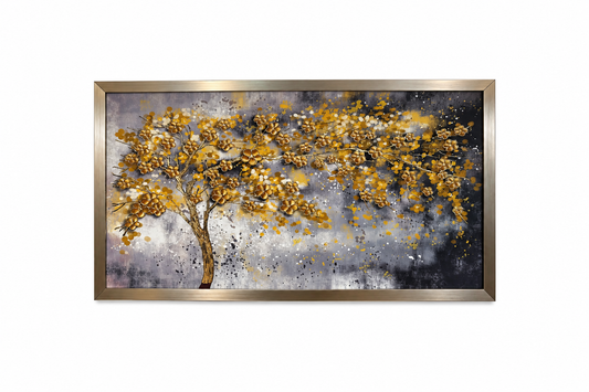 Golden Whisper Tree Decorative Wall  Art Frame - (65x110cm)