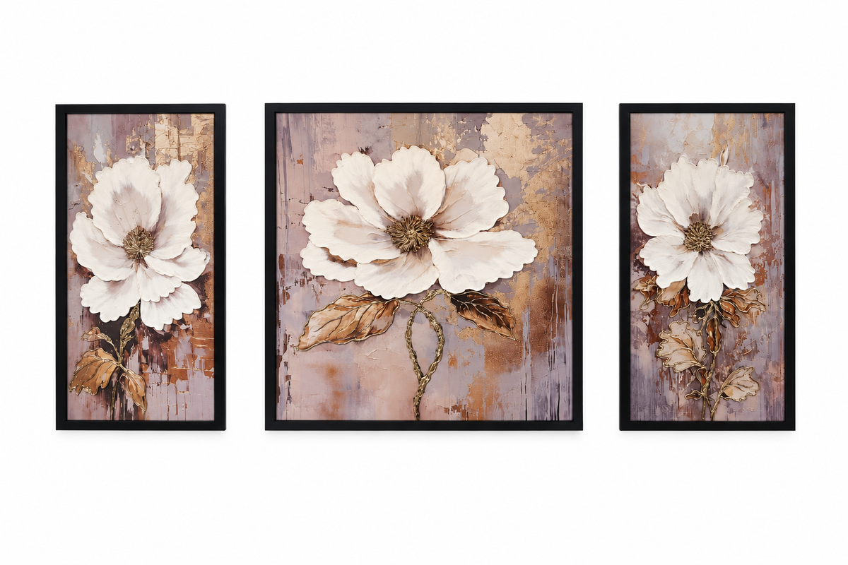 Elysian Floral Elegance Decorative Wall Art Frame - (30x65x30cm)
