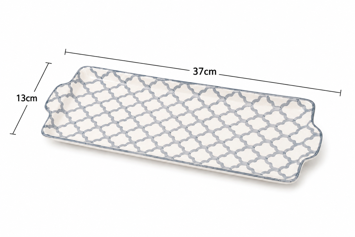 Moroccan Lattice Ceramic Serving Tray Decorative Platter - M14
