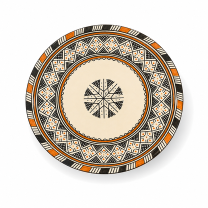 Moroccan Mosaic Ceramic Serving Plate–Handcrafted Decorative Tableware & Display Dish 26cm - M15 (02)