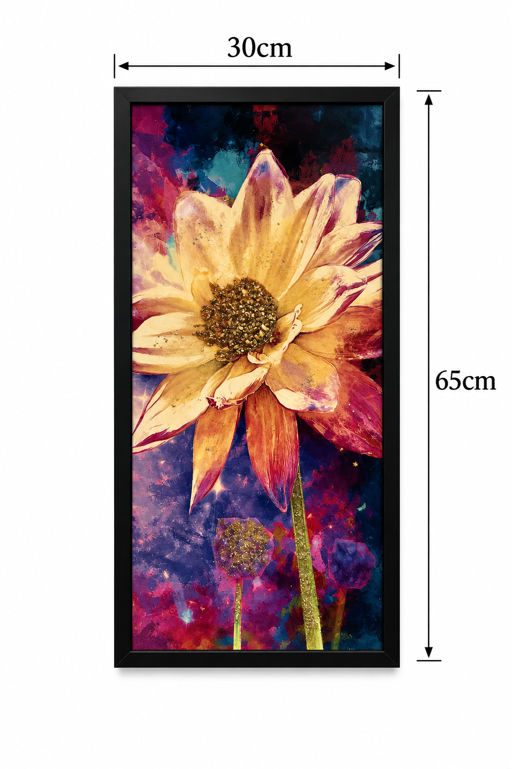 Vivid Bloom Radiance Decorative Wall Art Frame - (30x65x30cm)