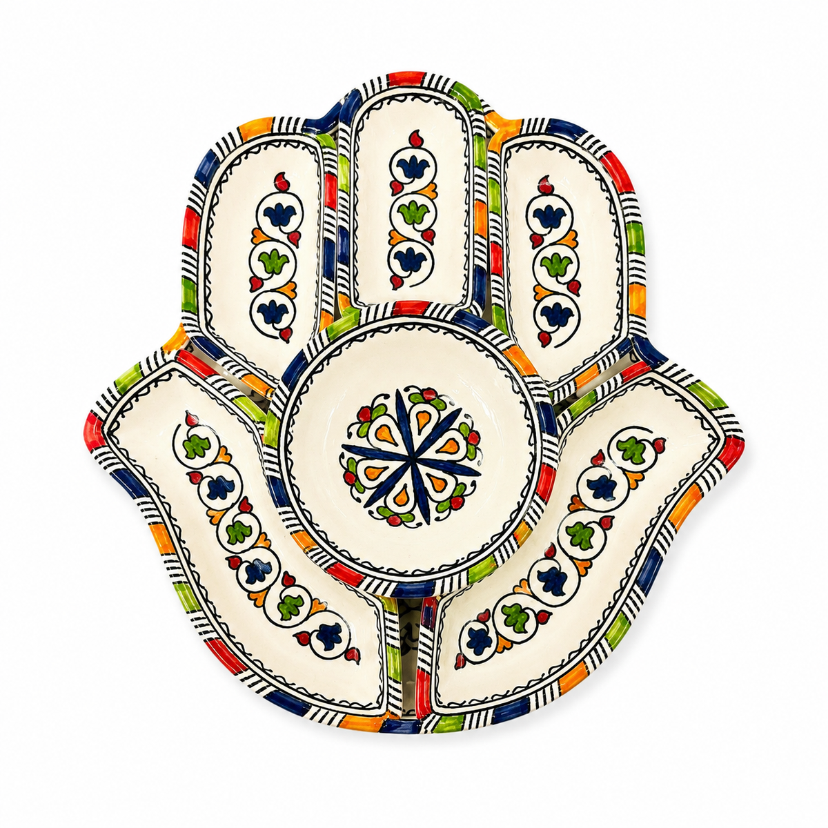 Casablanca Bloom Hamsa Ceramic Serving Tray Set - M9