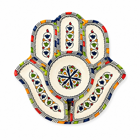 Casablanca Bloom Hamsa Ceramic Serving Tray Set - M9
