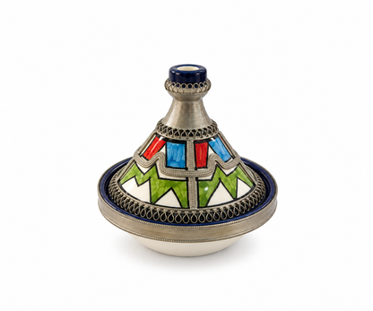 Moroccan Mini Tagine Decorative Ceramic Dish with Brass Lid - M157