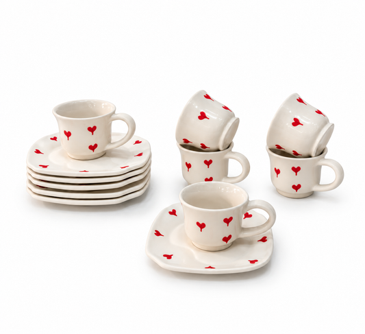 Heart Blossom Amour Rouge Handcrafted Cup & Saucer Set - M27