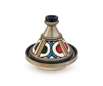 Moroccan Mini Tagine Decorative Ceramic Dish with Brass Lid - M157