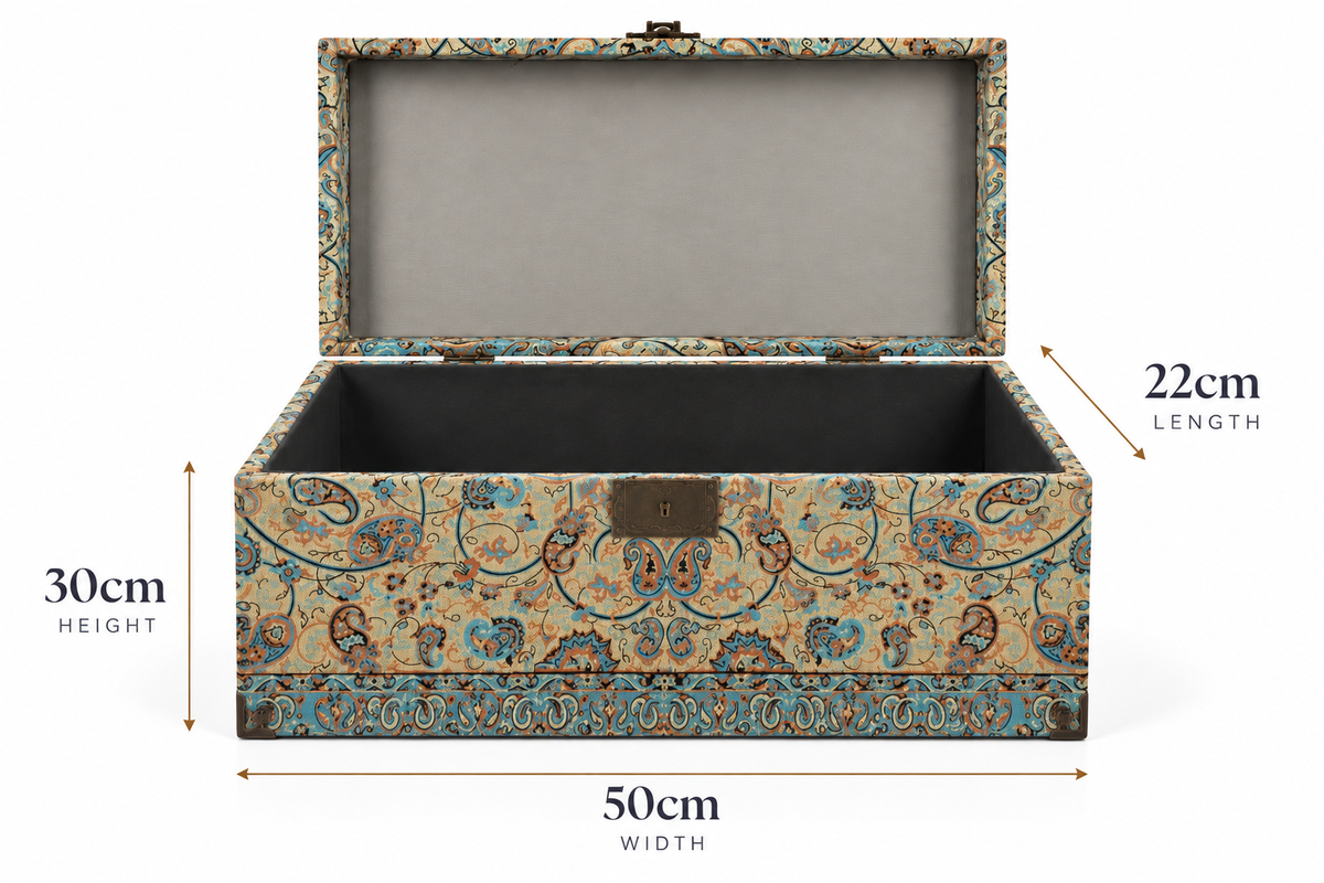 Niloufar Azure Termeh Keepsake Storage Box - (30x50x22cm)
